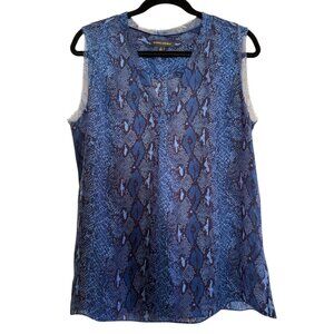 Banana Republic Blue Snake Skin Sleeveless Office Work Blouse Women Medium
